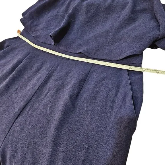 Vince Camuto Wide Leg Ruffled Jumpsuit Navy Size 8 Wide Leg Formal Corpcore - Picture 7 of 9